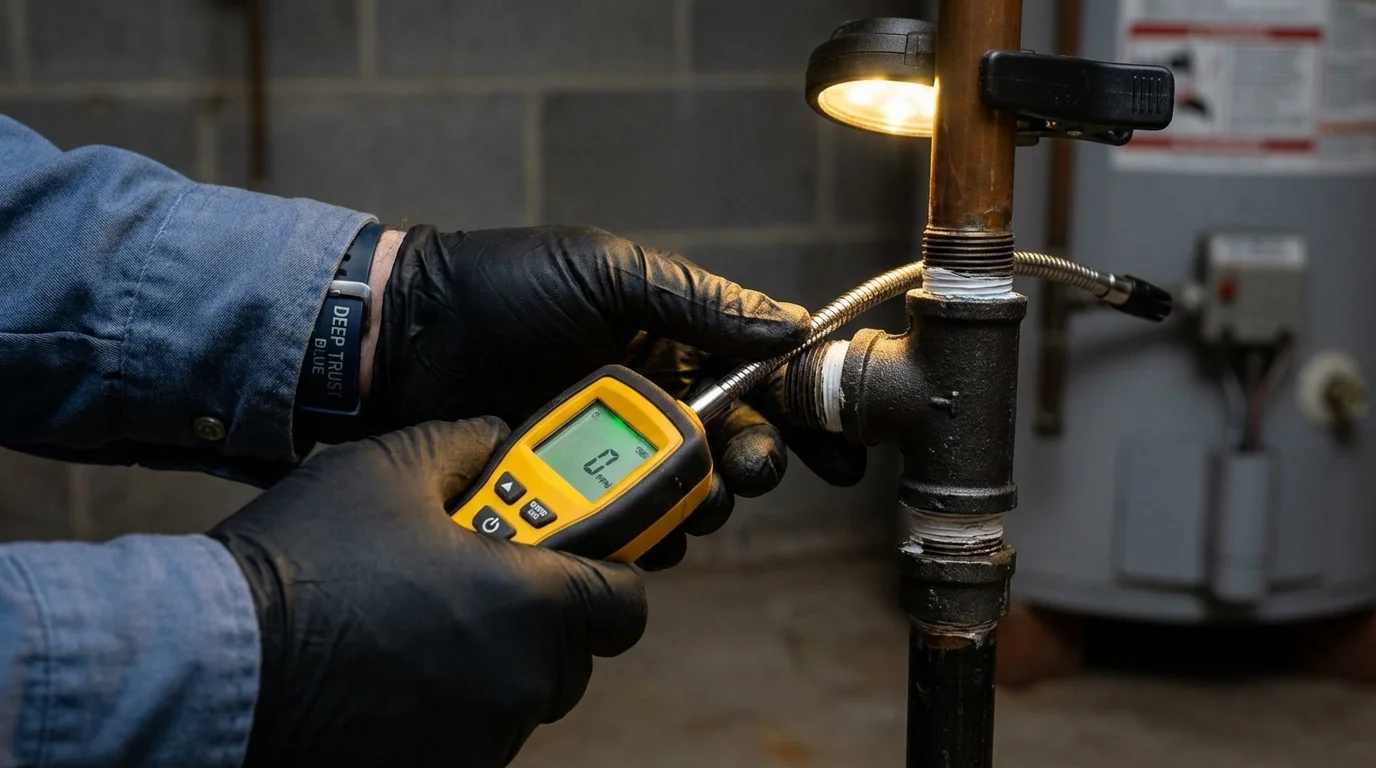 Gas leak detection with electronic sniffer by Johns Plumbing LLC in Plainfield